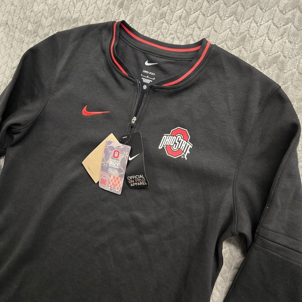 Nike Ohio State Buckeyes Team Issue On-Field ¼ Zip Shirt‎ Black Mens M NEW